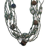 Cotton batik strand necklace,