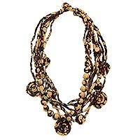 Silk batik strand necklace,