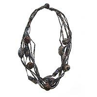 Cotton batik strand necklace,