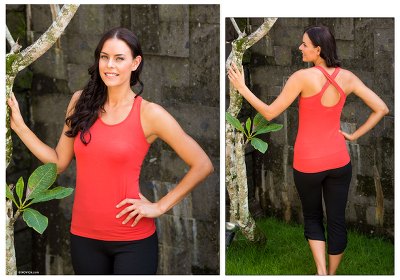 Jersey tank top, Kuta in Orange Chic