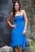 Jersey knit dress, 'Java in Blue Chic' - Strapless Knit Tube Dress thumbail