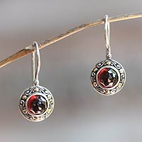 Garnet drop earrings, 'Kingdom' - Fair Trade Sterling Silver and Garnet Drop Earrings