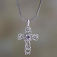 Amethyst cross necklace,
