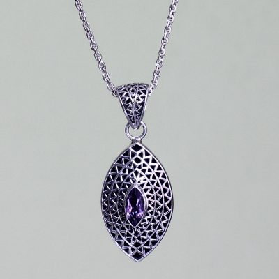Amethyst pendant necklace, Java Shield