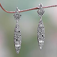 Sterling silver dangle earrings, 'Regency' - Modern Sterling Silver Dangle Earrings