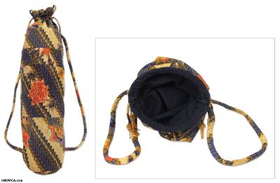Cotton batik yoga mat bag, Banana Blossom