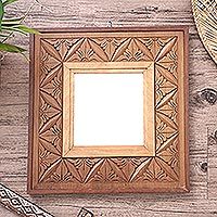 Reversible wood relief panel mirror,