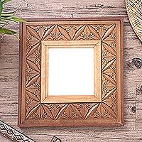 Reversible wood relief panel mirror Matahari Mosaic Indonesia