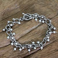 Sterling silver charm bracelet, 'Bright Berries' - Handmade Balinese Silver Charm Bracelet