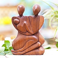 Wood statuette Family Peace Indonesia