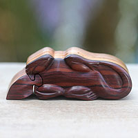 Wood puzzle box Balinese Gecko Indonesia