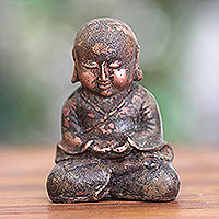 Bronze statuette Baby Buddha Meditating Indonesia