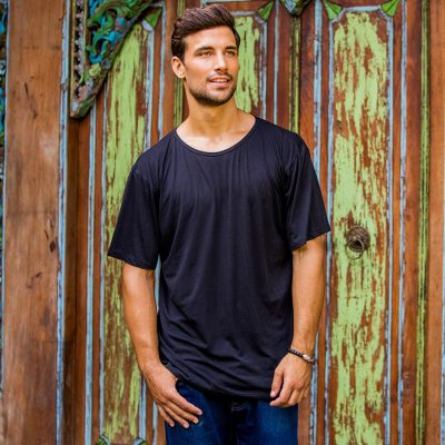 Men's cotton founder's t-shirt, 'Black Kuta Breeze' - Men's Black Cotton Jersey Tee