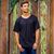 Men's cotton founder's t-shirt, 'Black Kuta Breeze' - Men's Black Cotton Jersey Tee thumbail