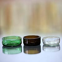 Recycled glass condiment dishes Variety set of 3 Indonesia