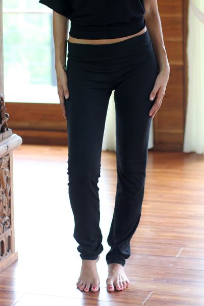 Cotton yoga full length pants, Kintamani in Black