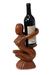Wood wine bottle holder, 'Offering' - Sculpted Wood Bottle Holder thumbail