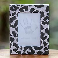Recycled paper photo frame Wild Monochrome Leopard 4x6 Indonesia
