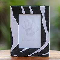Recycled paper photo frame Wild Monochrome Zebra 4x6 Indonesia