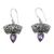 Amethyst dangle earrings, 'Dewdrop Fern' - Balinese Artisan Crafted Amethyst Earrings (image 2a) thumbail