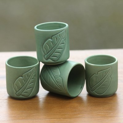 Ceramic cups, Bay Leaf (set of 4)