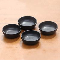 Ceramic condiment set Kintamani Black set of 4 Indonesia