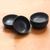 Ceramic condiment set, 'Kintamani Black' (set of 4) - 4 Black Stoneware Condiment Dishes (image 2c) thumbail