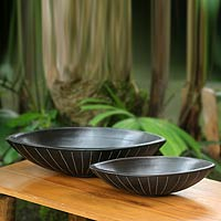Ceramic serving bowls Lidi Aren pair Indonesia