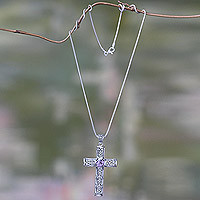 Amethyst cross necklace,