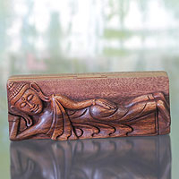 Wood puzzle box, Reclining Buddha