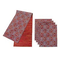 Natural fibers table runner and placemats Blossoming Dreams set of 4 Indonesia
