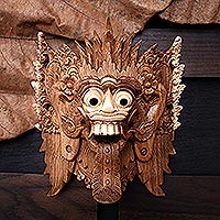 Wood mask, 'Demon Queen Rangda' - Ramayana Theme Witch Mask
