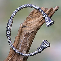 Sterling silver cuff bracelet, 'Heaven's Gate' - Balinese Sterling Silver Cuff Bracelet