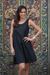 Sleeveless cotton A-line dress, 'Melati in Black' - Fair Trade Sleeveless Short Black Cotton Sundress (image 2b) thumbail