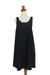 Sleeveless cotton A-line dress, 'Melati in Black' - Fair Trade Sleeveless Short Black Cotton Sundress (image 2d) thumbail