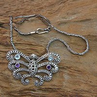 Blue topaz and amethyst necklace,