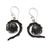 Black cultured pearl dangle earrings, 'Bit of Peel' - Handcrafted Sterling Silver and Black Pearl Earrings (image 2a) thumbail