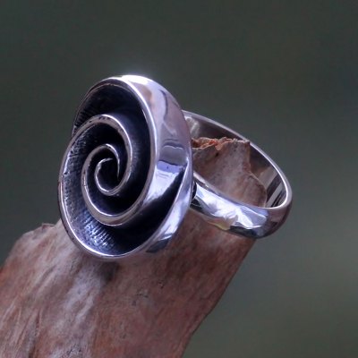 Sterling silver cocktail ring, Sea Spiral