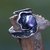 Black cultured pearl cocktail ring, 'Bit of Peel' - Sterling Silver Fruit Peel Cocktail Ring with Black Pearl (image 2c) thumbail