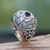 Amethyst cocktail ring, 'Pengotan Purple' - Woven Look Sterling Silver Cocktail Ring with Amethyst thumbail