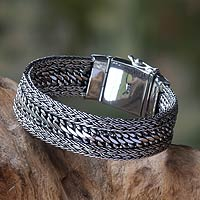 Sterling silver chain bracelet, 'Dragon Spirit' - Sterling Silver Chain Bracelet from Bali