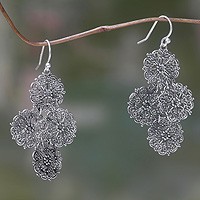 Sterling silver flower earrings,