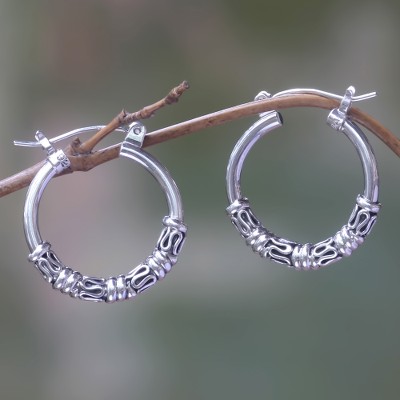 Sterling silver hoop earrings, Festival Moon