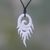 Bone pendant necklace, 'Swirling Flame' - Hand Carved Cow Bone Pendant Necklace from Bali (image 2b) thumbail