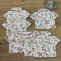 Cotton coasters Bali Arabesque set of 6 Indonesia