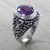Amethyst cocktail ring, 'Kuta Twilight' - Ornate Women's Cocktail Ring in 925 Silver with Amethyst thumbail