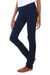 Cotton full length yoga pants, 'Kintamani in Blue' - Artisan Crafted Long Cotton-Lycra Yoga Pants in Dark Blue (image 2b) thumbail
