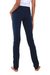 Cotton full length yoga pants, 'Kintamani in Blue' - Artisan Crafted Long Cotton-Lycra Yoga Pants in Dark Blue (image 2d) thumbail