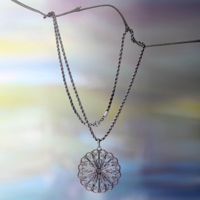 Sterling silver pendant necklace, Fireworks