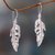 Sterling silver dangle earrings, 'White Feather' - Frosted Sterling Silver Dangle Earrings with Feather Theme thumbail